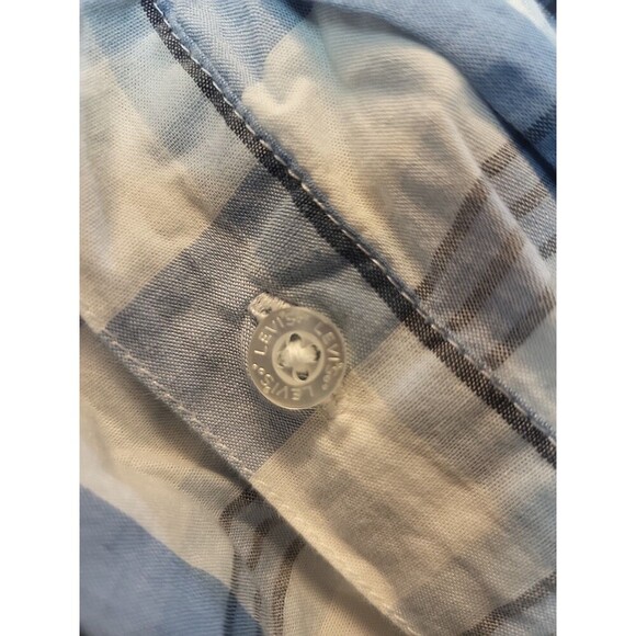 Vintage Levis Strauss Shirt Mens L Pearl Snap Western Rodeo Cowboy Plaid 80s - Picture 6 of 9
